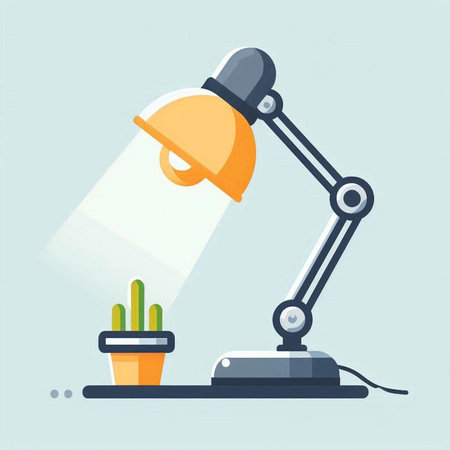 Flat design modern vector illustration concept of home office desk lamp.のイラスト素材