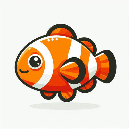 Clown fish vector illustration on white background. Fish cartoon character.のイラスト素材