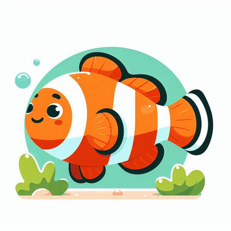 Clownfish. Marine animal. Vector illustration in cartoon style.のイラスト素材