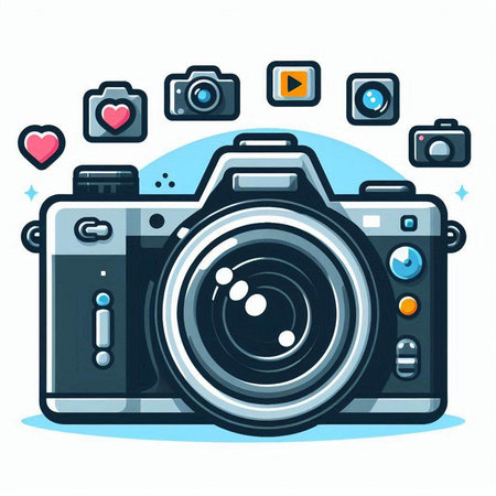 Camera icon. Vector illustration in cartoon style isolated on white background.のイラスト素材