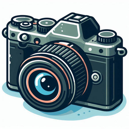 Illustration of a retro camera on a white background. Vector illustration.のイラスト素材