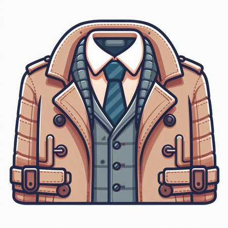 Vector illustration of a jacket with a tie on a white background.のイラスト素材