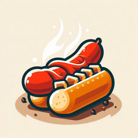 Hot dog vector illustration. Hot dog icon. Hot dog vector iconのイラスト素材