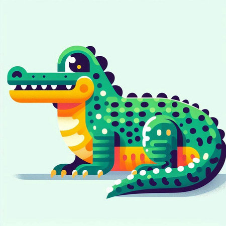 Crocodile vector illustration. Cute crocodile icon.のイラスト素材