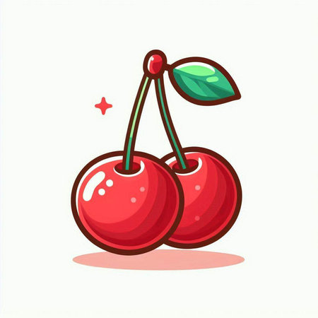 Cherry vector illustration. Isolated on a white background. Cartoon style.のイラスト素材