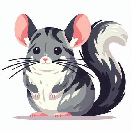 Cute chinchilla on a white background. Vector illustration.のイラスト素材
