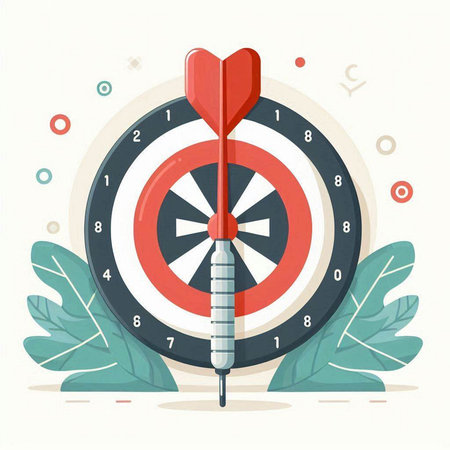 Dartboard with dart and arrow. Flat style vector illustration.のイラスト素材