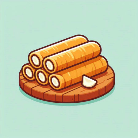 sliced sausages on a wooden board. vector illustrationのイラスト素材