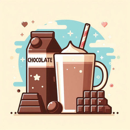 Coffee and chocolate vector illustration in flat style. Coffee and chocolate bar.のイラスト素材