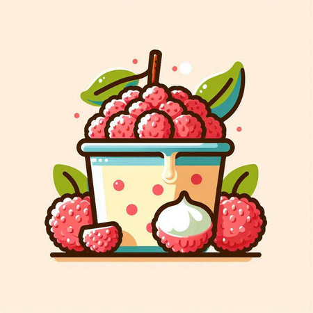 Raspberry jam in a cup. Vector illustration, flat style.のイラスト素材