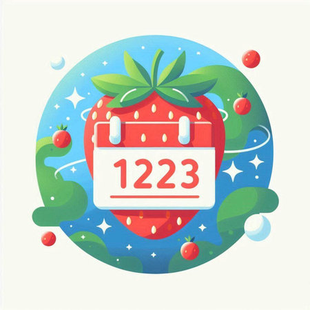 Strawberry and calendar. Vector illustration in flat cartoon style.のイラスト素材