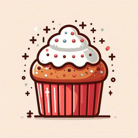 Cupcake vector illustration in flat style. Cupcake icon.のイラスト素材