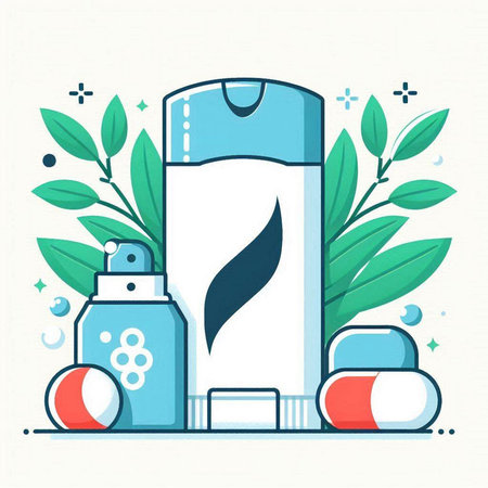Cosmetics and body care. Vector illustration in flat linear style.のイラスト素材