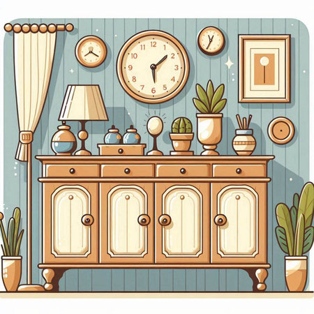 Furniture in the interior of the room. Vector illustration.のイラスト素材