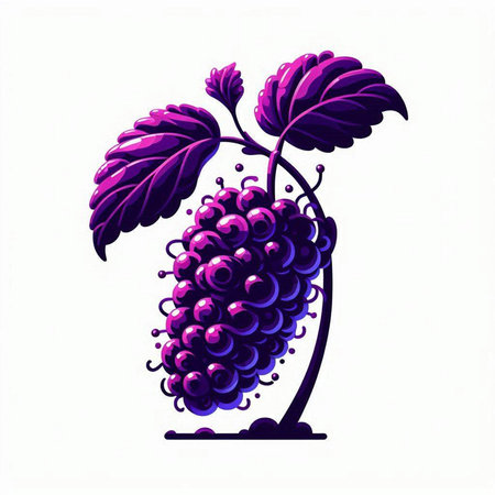Vector illustration of a bunch of blackberries on a white background.のイラスト素材