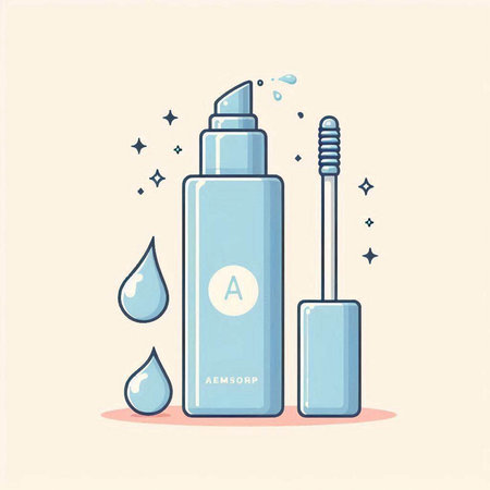 Cosmetic bottle with pipette and mascara. Vector illustration in flat styleのイラスト素材