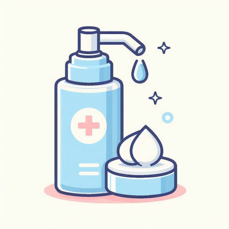 Hand sanitizer bottle with liquid soap. Vector illustration in flat styleのイラスト素材