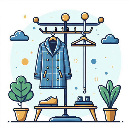 Vector illustration of a coat on a hanger in the store.のイラスト素材