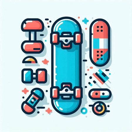 Skateboard flat line icon. Vector illustration of sport equipment.のイラスト素材