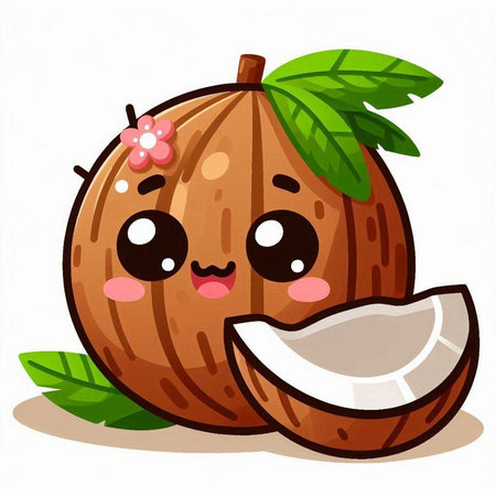 Cute cartoon hazelnut on white background. Vector illustration.のイラスト素材