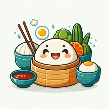 Illustration of kawaii rice dumpling on white backgroundのイラスト素材