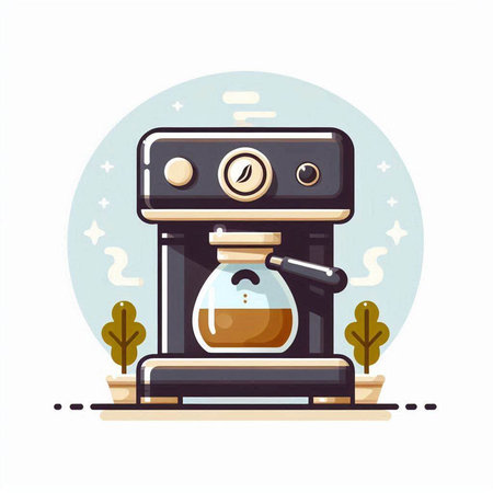 Coffee machine in flat style. Vector illustration on white background.のイラスト素材