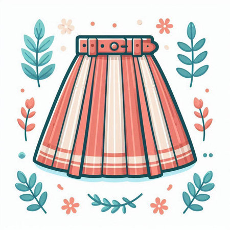 Cute hand drawn scandinavian girl skirt. Vector illustration.のイラスト素材