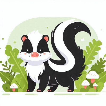 Cute cartoon skunk vector illustration. Little skunk character.のイラスト素材