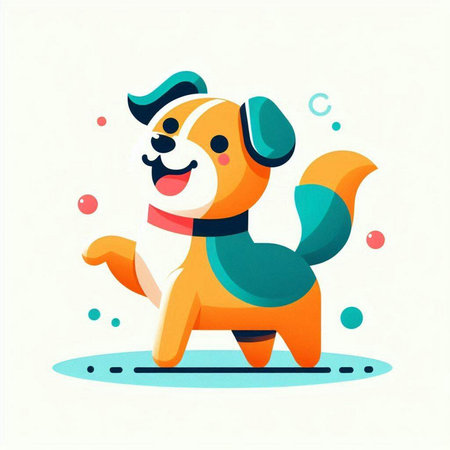 Cute cartoon dog in flat style. Vector illustration for your design.のイラスト素材