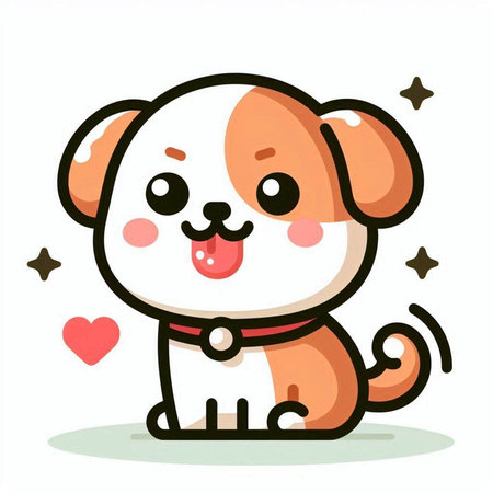 Cute cartoon dog vector illustration. Funny puppy in love. Cute pet.のイラスト素材