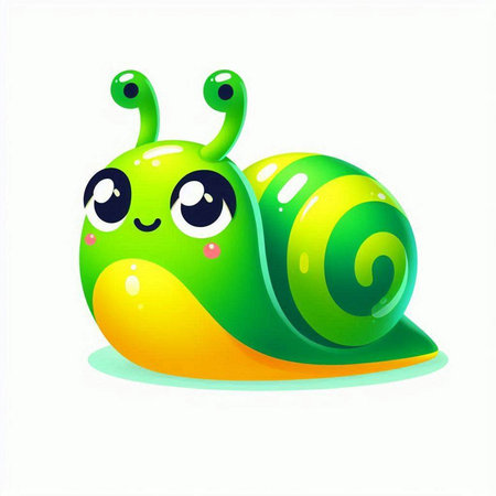 Cute cartoon snail. Vector illustration. Isolated on white background.のイラスト素材