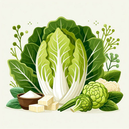 Cauliflower, radicchio, chard, cauliflower. Vector illustration.のイラスト素材