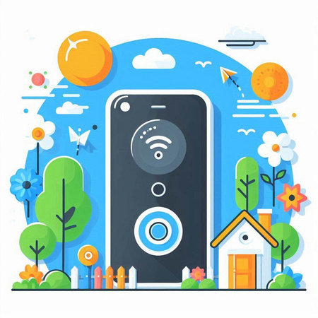 Smart home system. Flat design modern vector illustration concept for web banner, infographics.のイラスト素材
