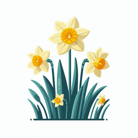 Narcissus flower isolated on white background. Vector illustration.のイラスト素材