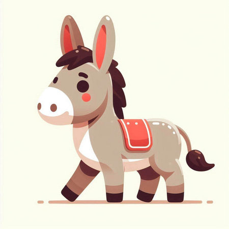Donkey. Cute cartoon animal. Vector illustration in flat styleのイラスト素材