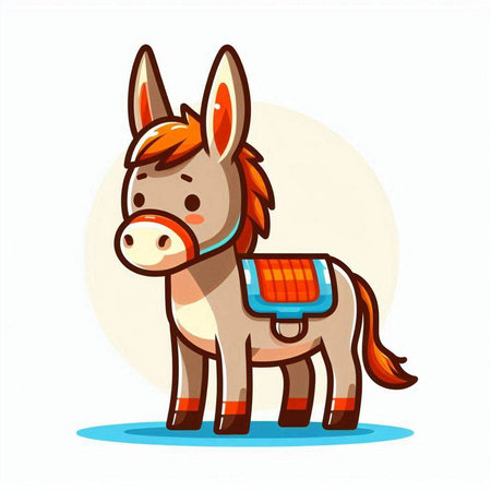 Cartoon donkey isolated on a white background. Vector illustration for your designのイラスト素材