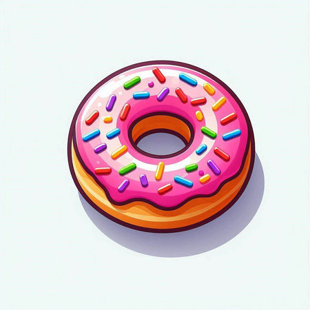 Donut with pink glaze and sprinkles, vector illustration.のイラスト素材
