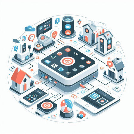 Smart home technology concept. Isometric illustration of smart home technology vector concept for web designのイラスト素材