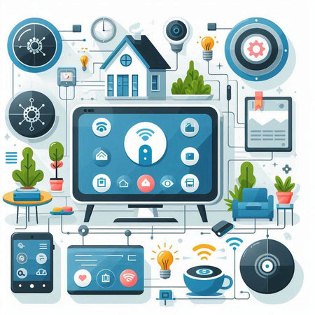 Smart home and internet of things concept. Vector illustration in flat styleのイラスト素材