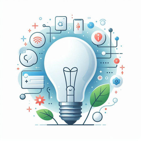 Lightbulb, internet of things concept. Vector illustration for your designのイラスト素材