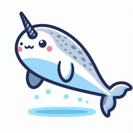 Cute kawaii narwhal on a white background.のイラスト素材