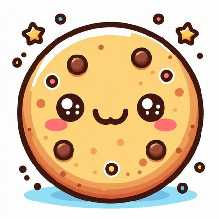 Illustration of a Cute Chocolate Chip Cookie Mascot Characterのイラスト素材