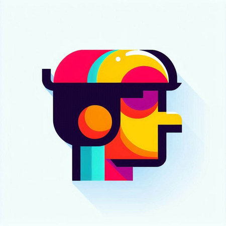 Binoculars in the form of a human head. Vector illustration.のイラスト素材