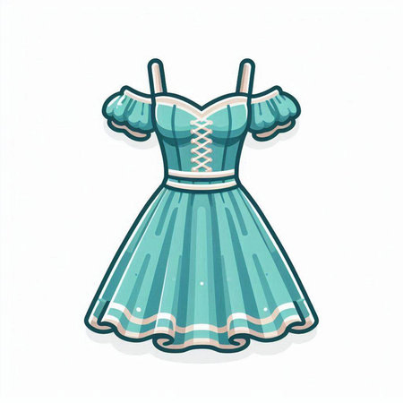 Cute dirndl. Vector illustration isolated on white background.のイラスト素材