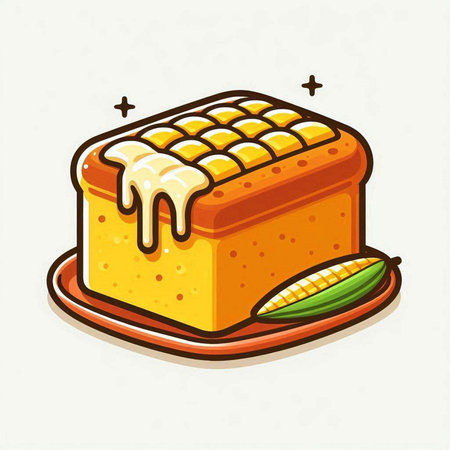 vector illustration of a loaf of bread with butter and corn on topのイラスト素材