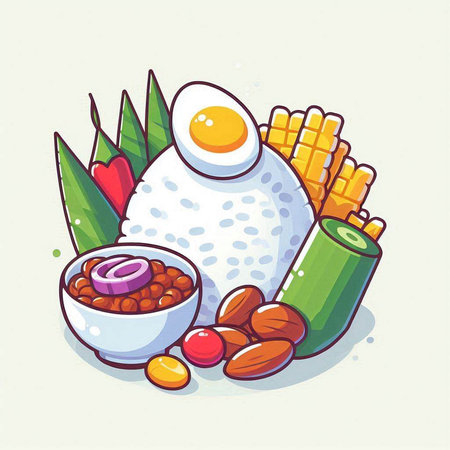 Illustration of a set of Chinese food on a white background.のイラスト素材