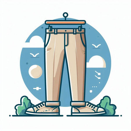 Vector illustration of men's pants on hanger in flat style.のイラスト素材
