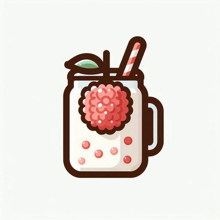 Strawberry smoothie in a mason jar. Vector illustration.のイラスト素材
