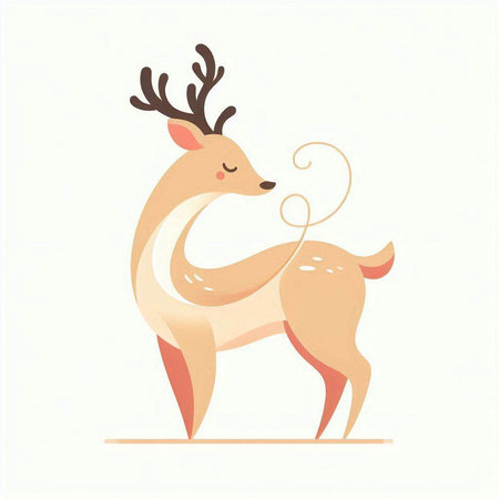 Cute deer on a white background. Vector illustration in flat style.のイラスト素材