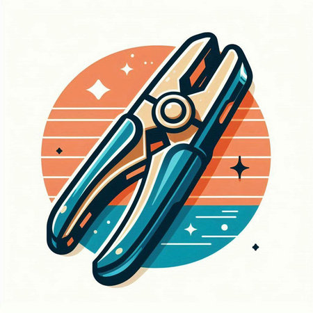 Vector illustration of pliers in flat style. Hand drawn pliers icon.のイラスト素材